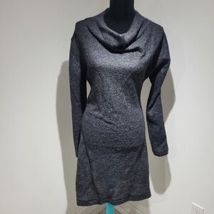 Helmut Lang Women's Cowl Neck Wool Mohair Long Sleeve Sweater Dress Medium Gray